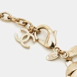 Pre Owned Chanel CC Enamel Floral Gold Tone Necklace