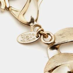 Pre Owned Chanel CC Enamel Floral Gold Tone Necklace
