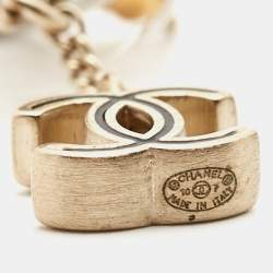 Chanel CC Coco Enamel Crystal Gold Tone Earrings