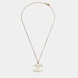 Pre Owned Chanel CC Crystals Gold Tone Necklace