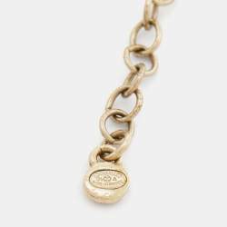 Pre Owned Chanel Faux Pearl & Crystal Pendant & Layered Gold Tone Chain Necklace