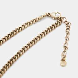 Pre Owned Chanel Faux Pearl & Crystal Pendant & Layered Gold Tone Chain Necklace