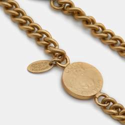 Chanel Gold Tone CC Coin Chain Long Necklace 