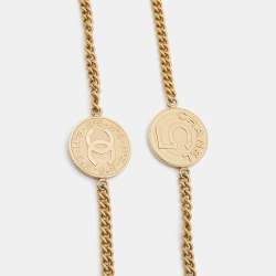 Chanel Gold Tone CC Coin Chain Long Necklace 