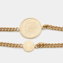 Chanel Gold Tone CC Coin Chain Long Necklace 