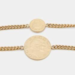Chanel Gold Tone CC Coin Chain Long Necklace 