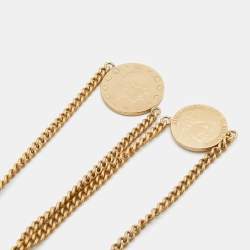 Chanel Gold Tone CC Coin Chain Long Necklace 