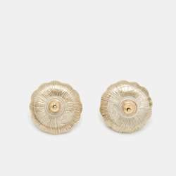 Chanel CC Faux Pearl Gold Tone Earrings