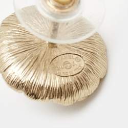Chanel CC Faux Pearl Gold Tone Earrings