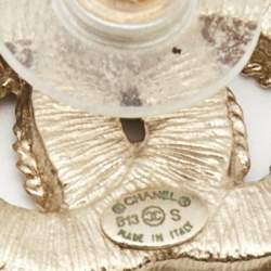 Chanel CC Enamel Gold Tone Earrings