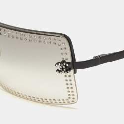 مملوكة مسبقًا Chanel Black Crystals Embellished Rimless Sunglasses