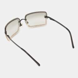 مملوكة مسبقًا Chanel Black Crystals Embellished Rimless Sunglasses