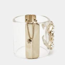 Pre Owned Chanel CC Faux Pearl Acrylic Gold Tone Bracelet 