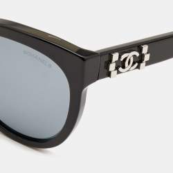 Pre Owned Chanel Black CC Cat Eye Sunglasses