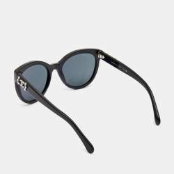 Pre Owned Chanel Black CC Cat Eye Sunglasses