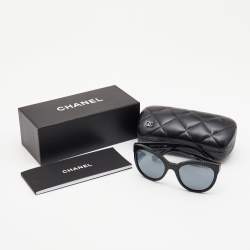 Pre Owned Chanel Black CC Cat Eye Sunglasses