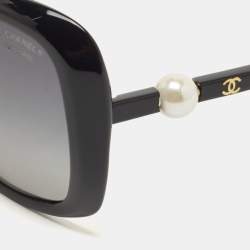 Chanel Black CC Pearl Polarized Sunglasses