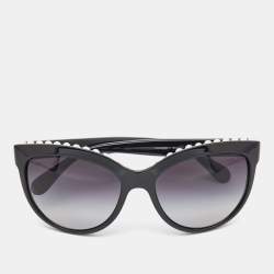 Chanel Black Pearl Embellished Gradient Butterfly Sunglasses Chanel