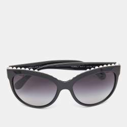 Chanel Black Pearl Embellished Gradient Butterfly Sunglasses