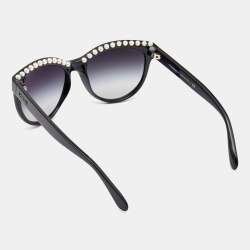 Chanel Black Pearl Embellished Gradient Butterfly Sunglasses