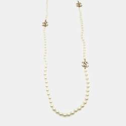 Chanel Faux Pearl & Crystal 'CC' Long Necklace Q6J11F0RDB054