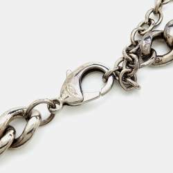 Pre Owned Chanel Clear Plexiglass & Beaded Padlock Gunmetal Chain Necklace