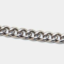 Pre Owned Chanel Clear Plexiglass & Beaded Padlock Gunmetal Chain Necklace