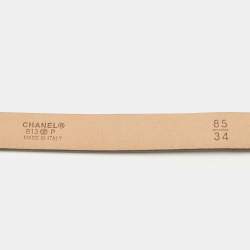 Pre Owned Chanel Black Leather CC Logo Reversible Slim Belt 85CM