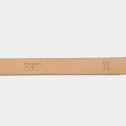 Chanel Blue Leather CC Camellia Buckle Reversible Slim Belt 85CM