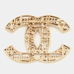 Chanel CC Chains Motif Gold Tone Brooch