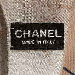 Chanel White Geometric Print Silk Scarf