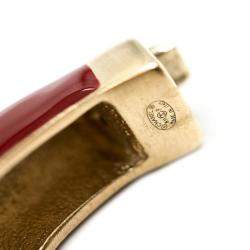 Chanel Burgundy Leo Lion Enamel Gold Metal Cuff Bracelet 16