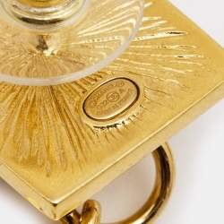 Chanel CC Lion Head Gold Tone Drop Earrings