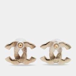Chanel CC Crystals Gold Tone Earrings