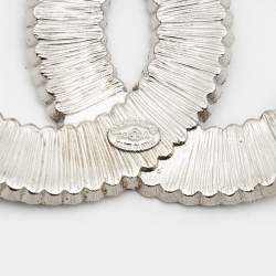 Pre Owned Chanel CC Enamel Crystals Silver Tone Brooch