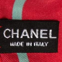 Pre Owned Chanel Red Logo X-Ray Printed Silk Square Scarf