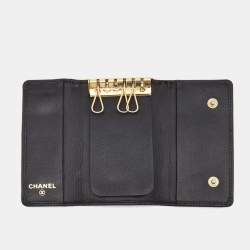 Chanel Black Leather CC Flap Key Holder