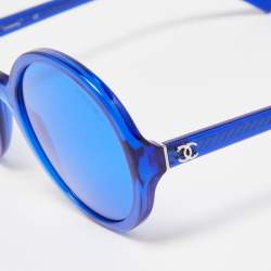 Pre Owned Chanel Blue Acetate 71287 Round Sunglasses