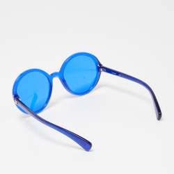 Pre Owned Chanel Blue Acetate 71287 Round Sunglasses