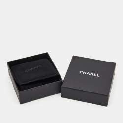 Pre Owned Chanel CC Resin Faux Pearl Gold Tone Hoop Earrings