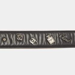 Chanel Black Leather CC Charm Waist Belt 65CM