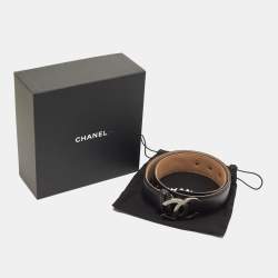 Chanel Black Leather CC Charm Waist Belt 65CM