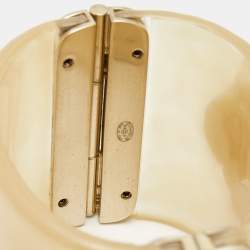 Chanel CC Faux Pearl Crystals Resin Gold Tone Cuff Bracelet