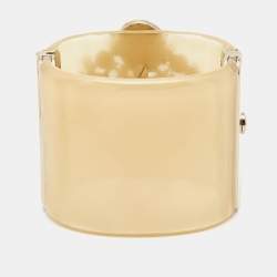 Chanel CC Faux Pearl Crystals Resin Gold Tone Cuff Bracelet