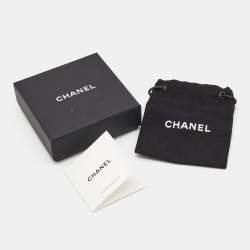 Pre Owned Chanel CC Crystal Enamel Faux Pearl Silver Tone Earrings