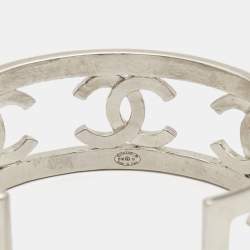 Chanel CC Silver Tone Open Cuff Bracelet