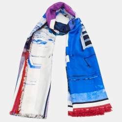 Pre Owned Chanel Multicolor Car Printed Silk Scarf