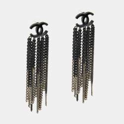 Pre Owned Chanel CC Two Tone Earrings