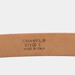 Pre Owned Chanel Coral Orange Leather CC Pearl Detail Belt 85CM