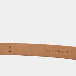 Pre Owned Chanel Coral Orange Leather CC Pearl Detail Belt 85CM